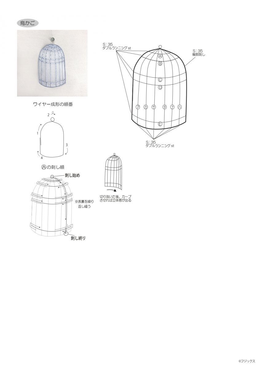 オーガンジー刺しゅうのモビール 小鳥 羽根 鳥かご オーナメント 手づくりレシピ そーいんぐ Com