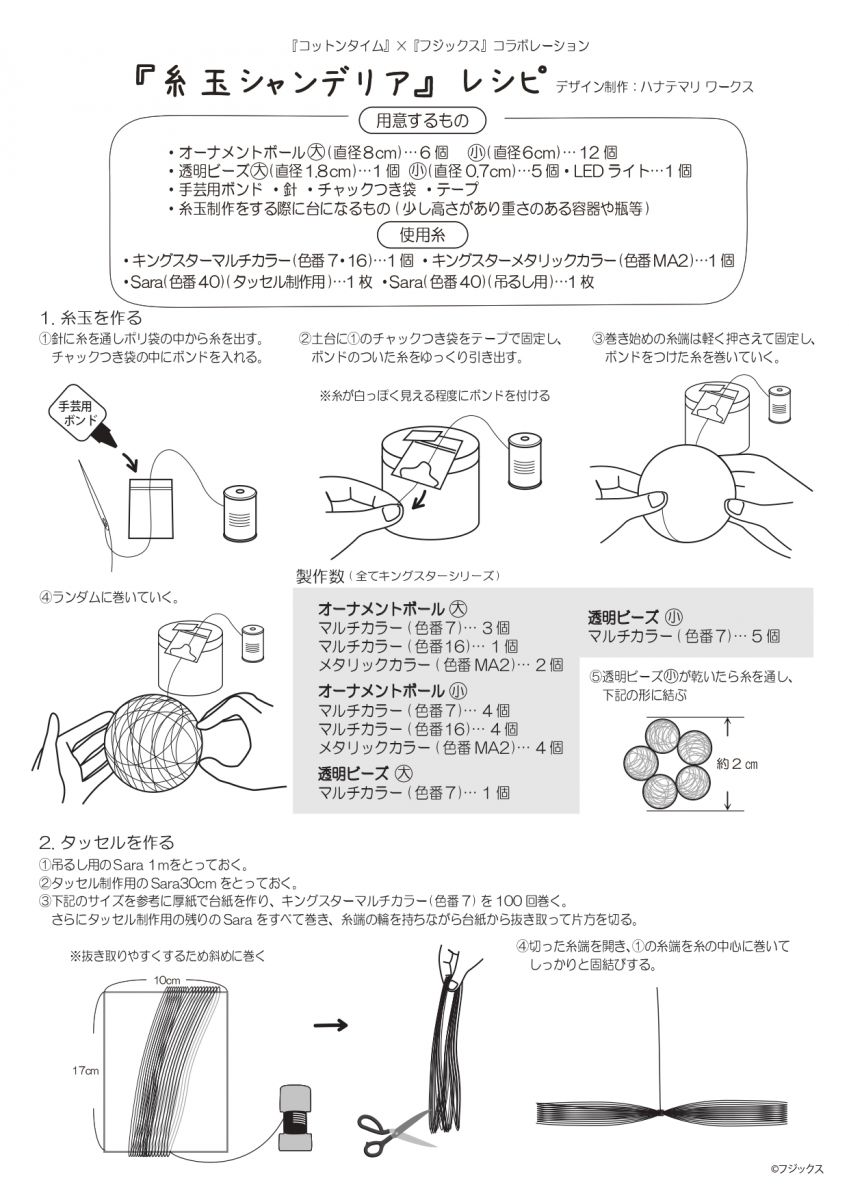 糸玉シャンデリア オーナメント 手づくりレシピ そーいんぐ Com